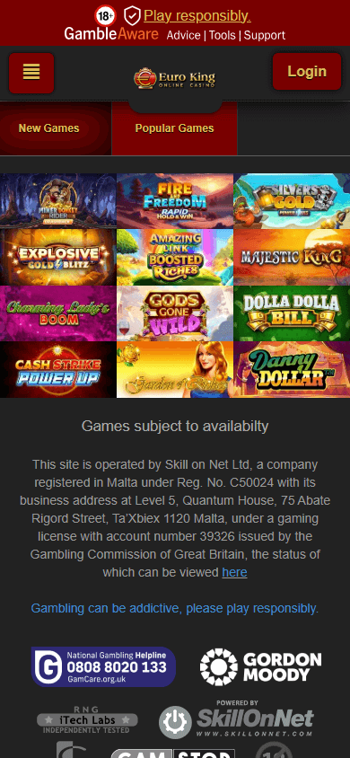 EuroKing Casino Mobile screenshot